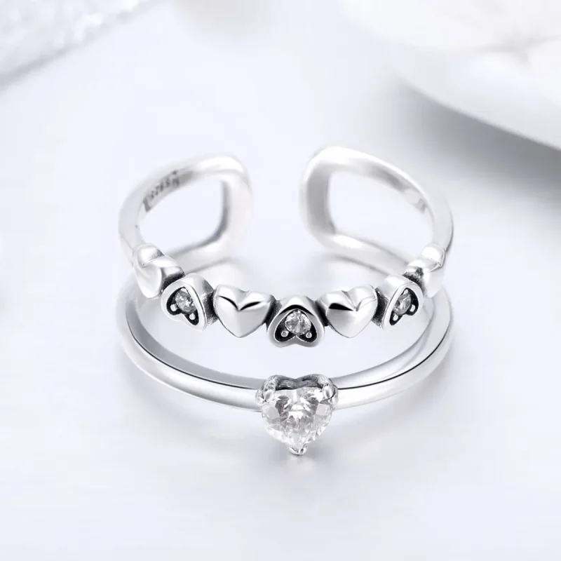 (image for) Pandora Style Silver Exquisite Heart Ring - SCR429 - View 4