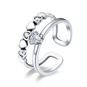 (image for) Pandora Style Silver Exquisite Heart Ring - SCR429
