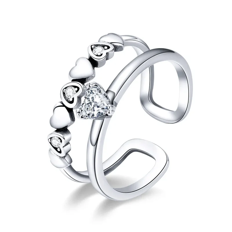 (image for) Pandora Style Silver Exquisite Heart Ring - SCR429