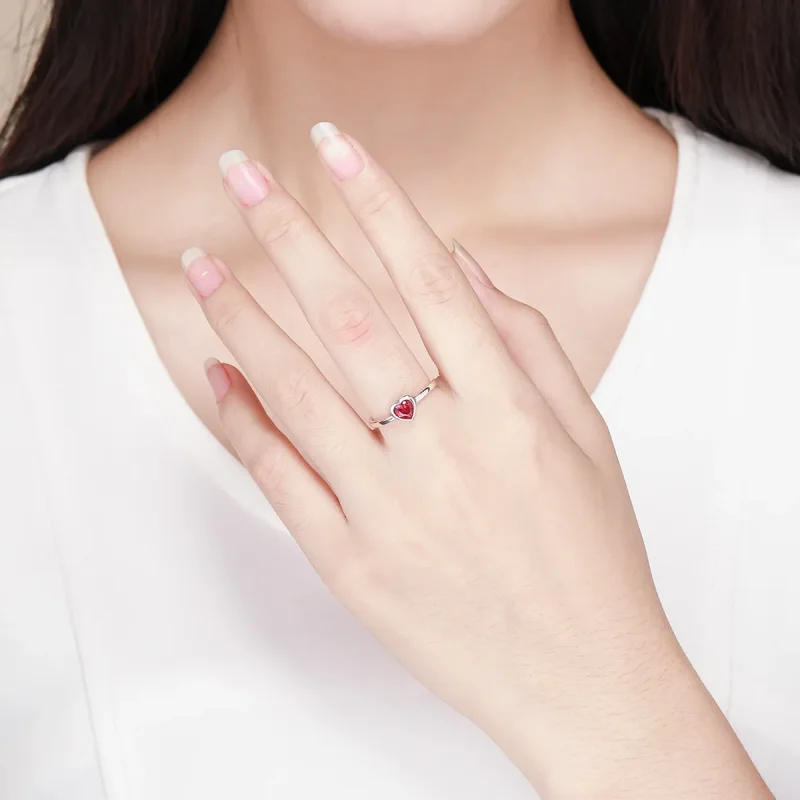 (image for) Pandora Style Silver Fall In Love Ring - SCR436 - View 6