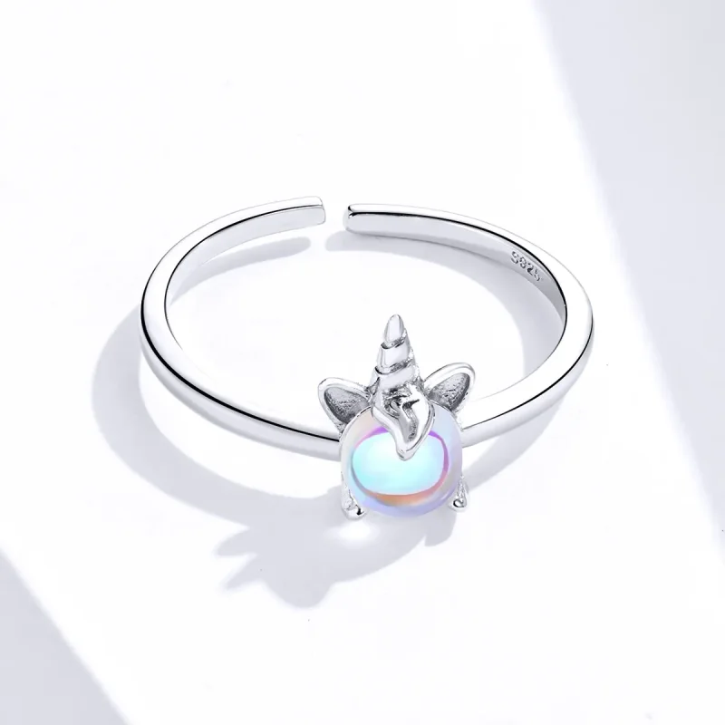 (image for) Pandora Style Silver Fancy Unicorn Open Ring - SCR642 - View 3