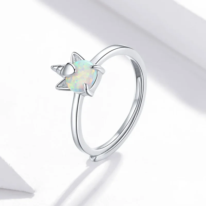 (image for) Pandora Style Silver Fantasy Unicorn Open Ring - SCR684 - View 2