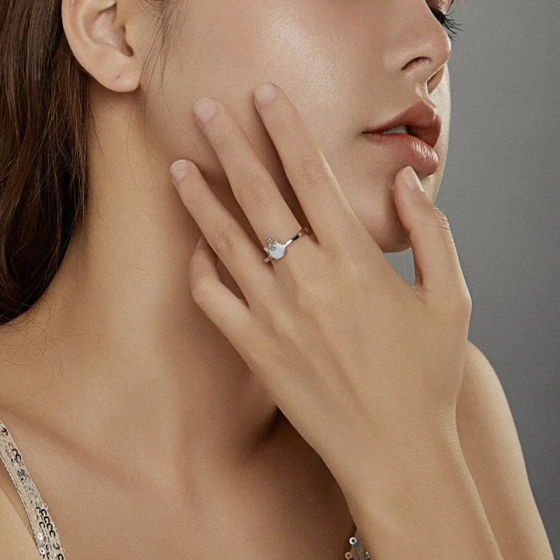 (image for) Pandora Style Silver Fantasy Unicorn Open Ring - SCR684 - View 5