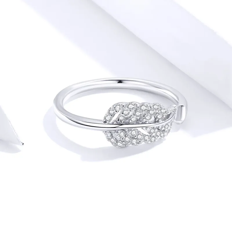 (image for) Pandora Style Silver Feather Open Ring - SCR614 - View 3