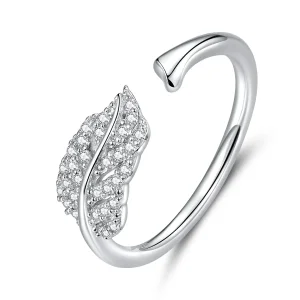 (image for) Pandora Style Silver Feather Open Ring - SCR614