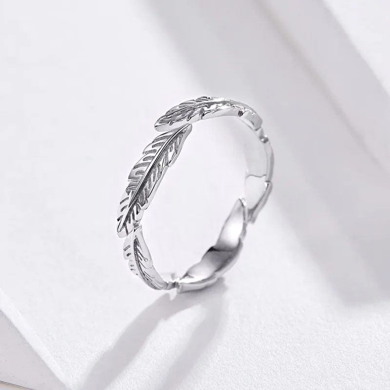 (image for) Pandora Style Silver Feather Ring - SCR517 - View 2