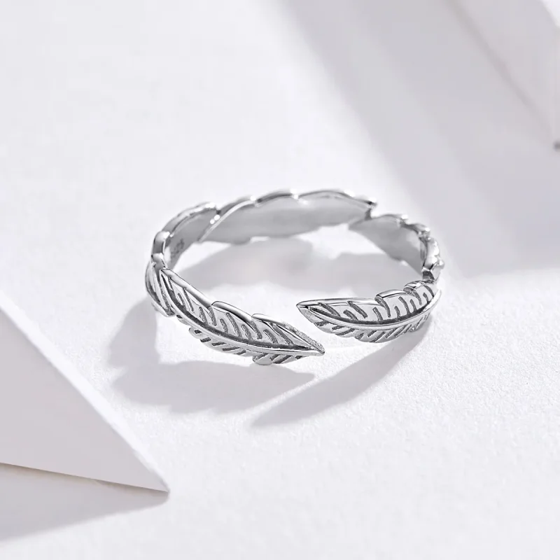 (image for) Pandora Style Silver Feather Ring - SCR517 - View 3