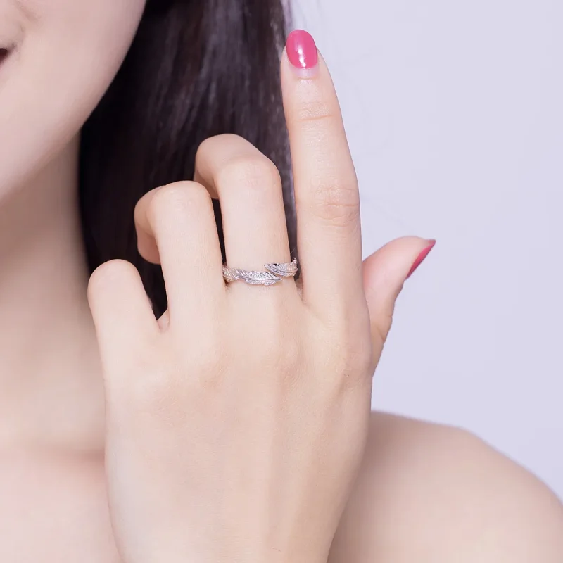 (image for) Pandora Style Silver Feather Ring - SCR517 - View 6