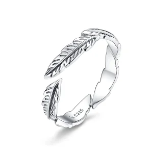 (image for) Pandora Style Silver Feather Ring - SCR517