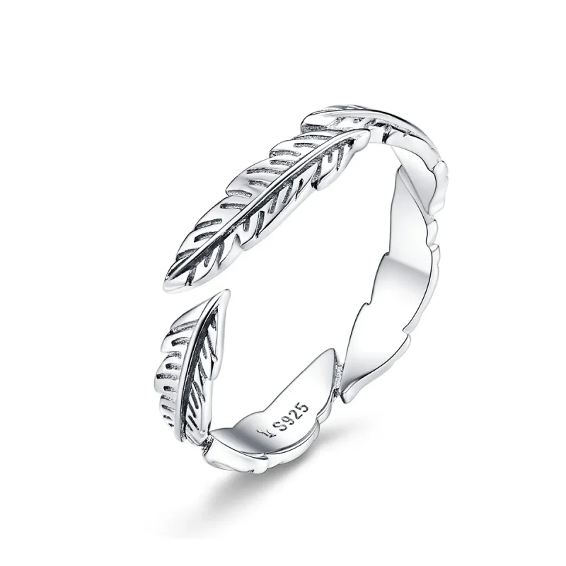 (image for) Pandora Style Silver Feather Ring - SCR517