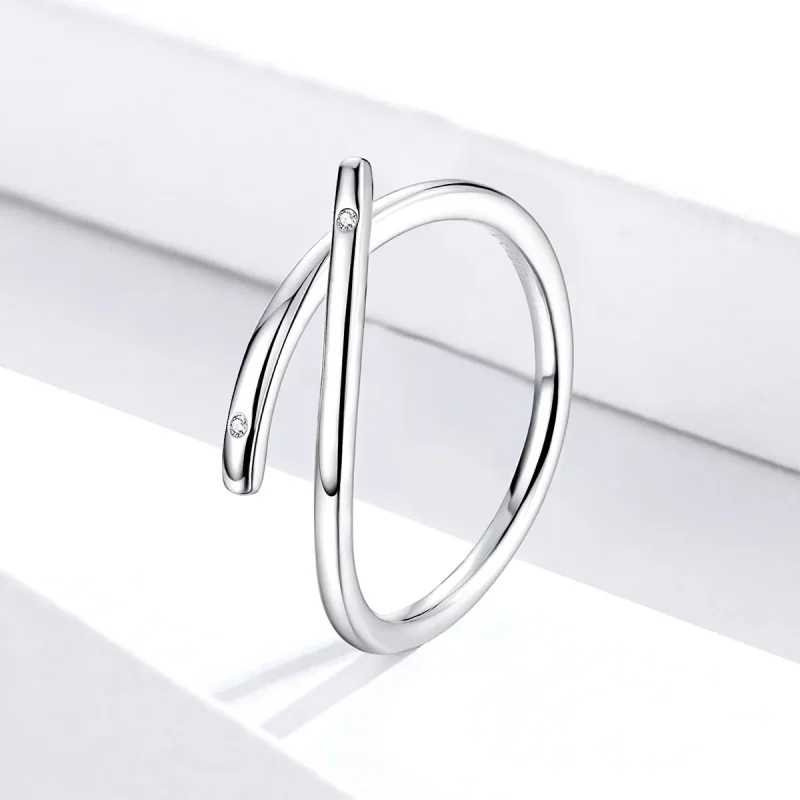 (image for) Pandora Style Silver Finger Heart Open Ring - SCR653 - View 2