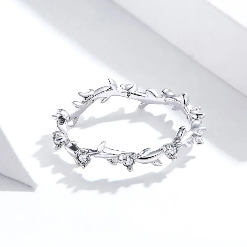 (image for) Pandora Style Silver Flower Crown Ring - SCR625 - View 4