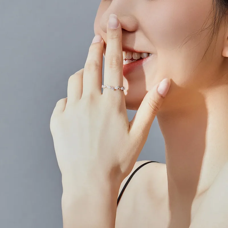 (image for) Pandora Style Silver Flower Crown Ring - SCR625 - View 7