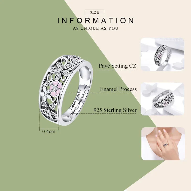 (image for) Pandora Style Silver Flower Dance Ring - SCR390 - View 4