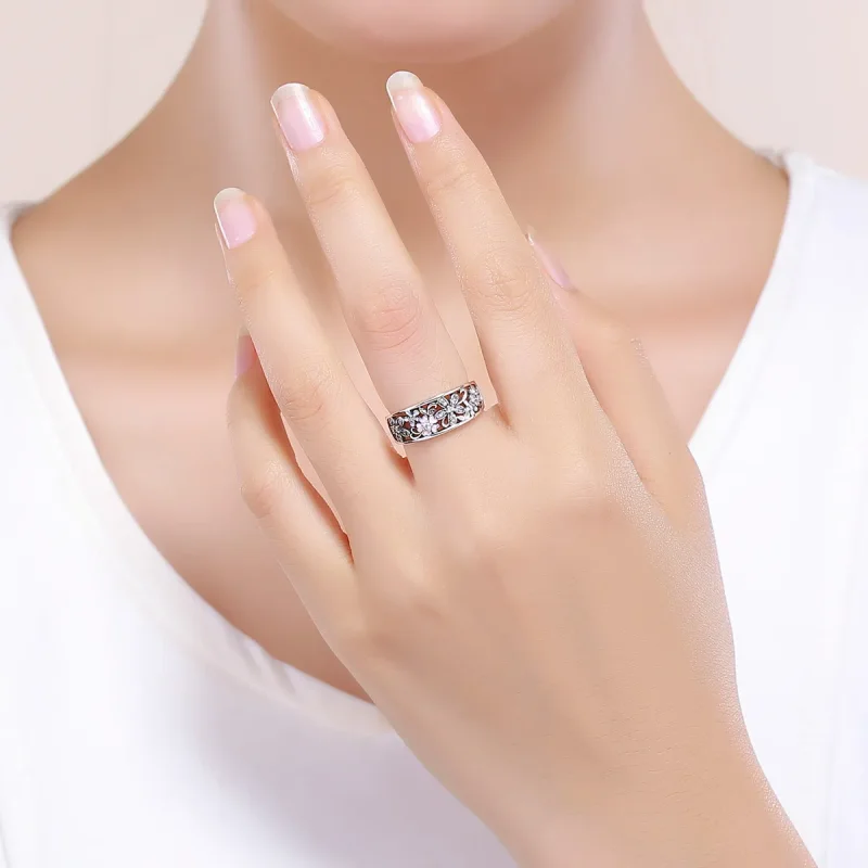 (image for) Pandora Style Silver Flower Dance Ring - SCR390 - View 5