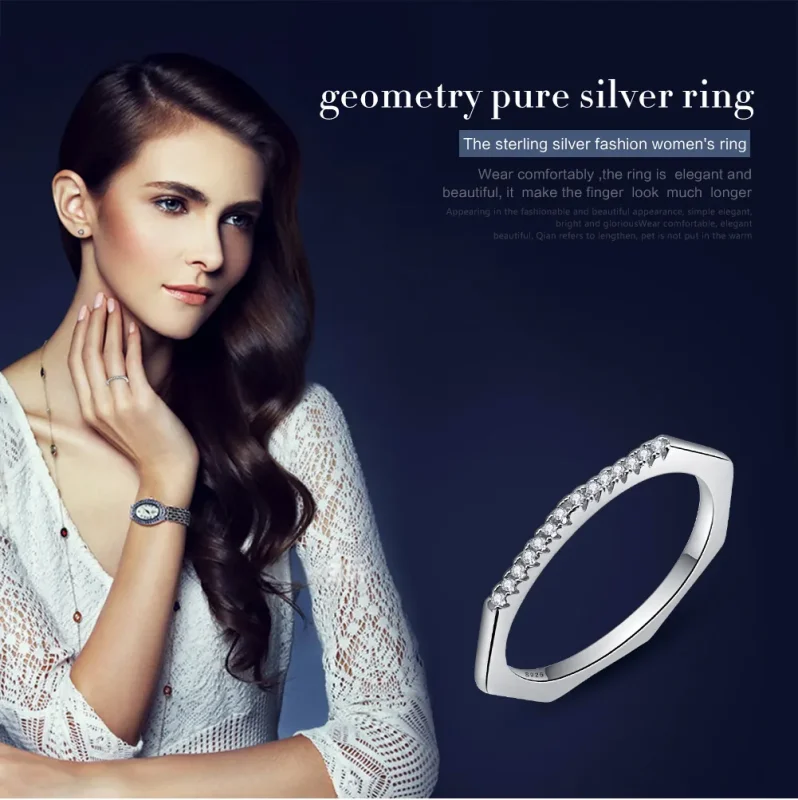(image for) Pandora Style Silver Geometry Ring - SCR045 - View 2