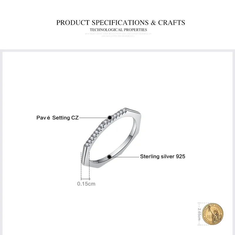 (image for) Pandora Style Silver Geometry Ring - SCR045 - View 3