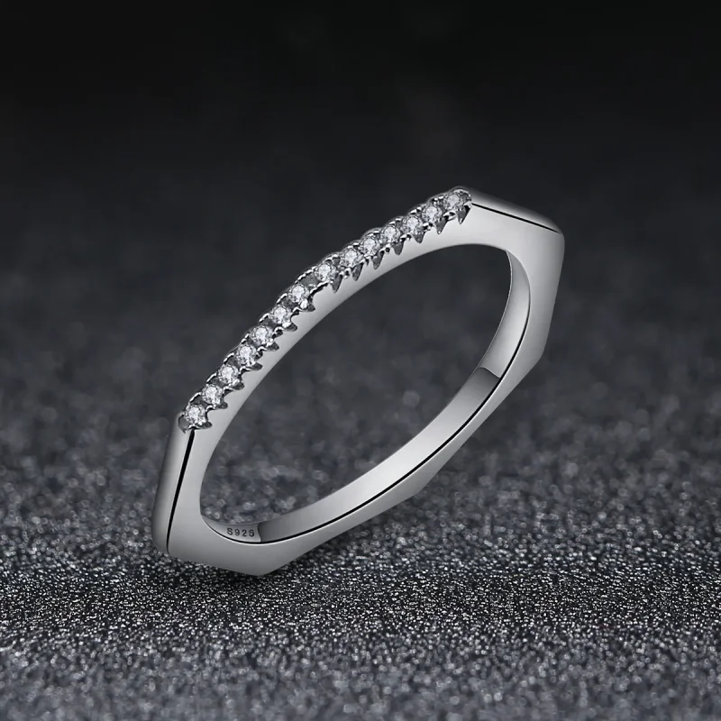 (image for) Pandora Style Silver Geometry Ring - SCR045 - View 5
