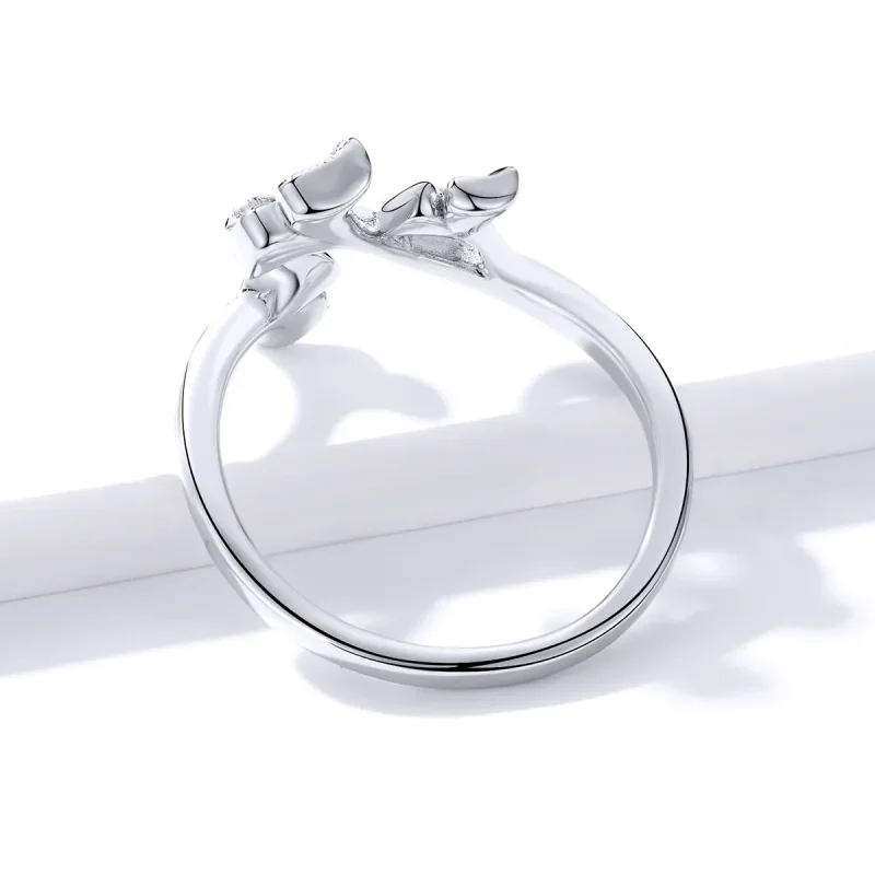 (image for) Pandora Style Silver Ginkgo Leaf Open Ring - BSR097 - View 4