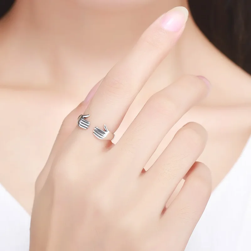 (image for) Pandora Style Silver Give Me A Hug Ring - SCR136 - View 6