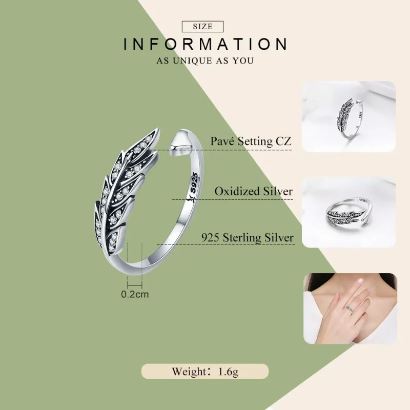 (image for) Pandora Style Silver Gorgeous Leaves Ring - SCR313 - View 4