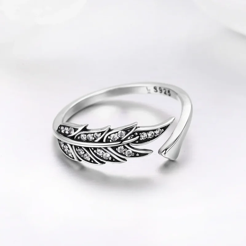 (image for) Pandora Style Silver Gorgeous Leaves Ring - SCR313 - View 5