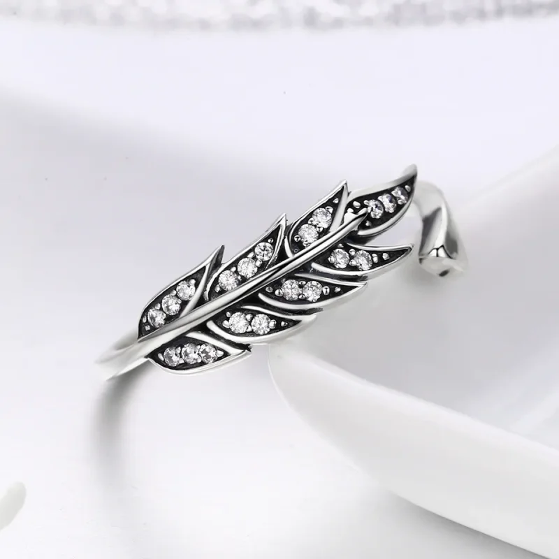 (image for) Pandora Style Silver Gorgeous Leaves Ring - SCR313 - View 6