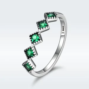 (image for) Pandora Style Silver Green Rhyme Ring - SCR097