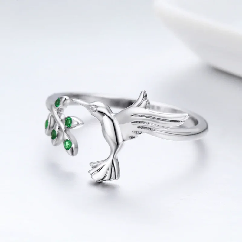 (image for) Pandora Style Silver Greetings From Hummingbirds Ring - SCR323 - View 5