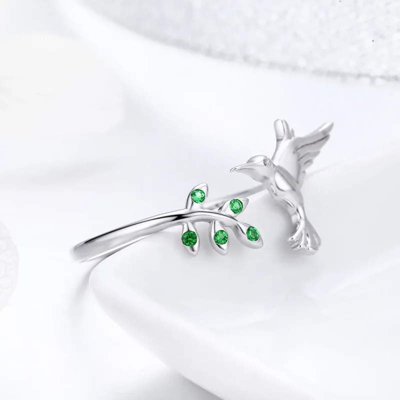 (image for) Pandora Style Silver Greetings From Hummingbirds Ring - SCR323 - View 6