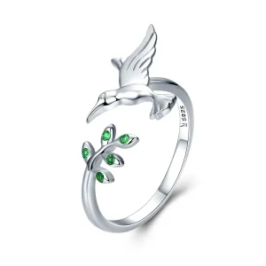 (image for) Pandora Style Silver Greetings From Hummingbirds Ring - SCR323