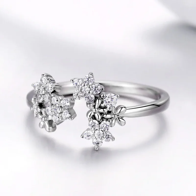 (image for) Pandora Style Silver Gypsophila Open Ring - BSR021 - View 2