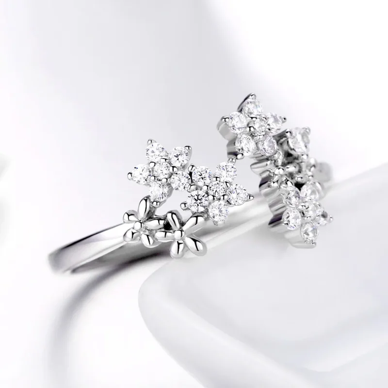(image for) Pandora Style Silver Gypsophila Open Ring - BSR021 - View 3