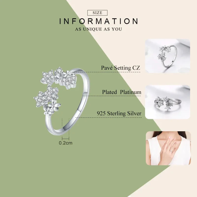 (image for) Pandora Style Silver Gypsophila Open Ring - BSR021 - View 7