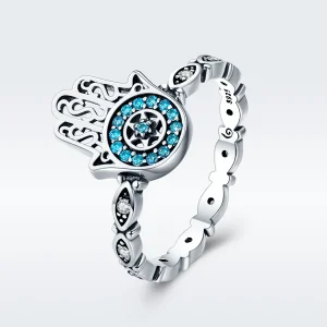 (image for) Pandora Style Silver Hamsa Hand Ring - SCR369