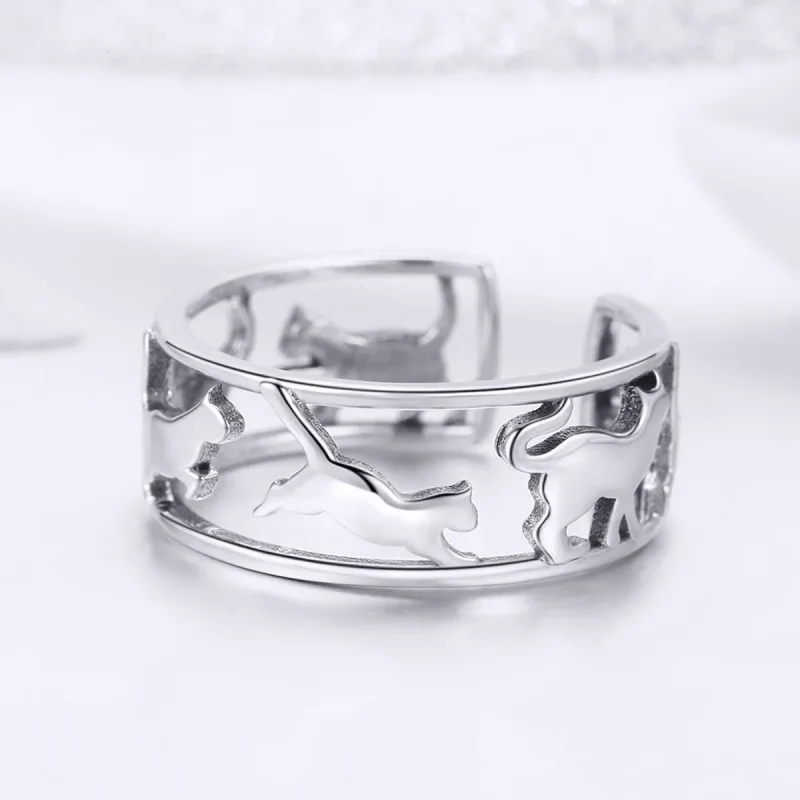 (image for) Pandora Style Silver Happy Cats Ring - SCR473 - View 3