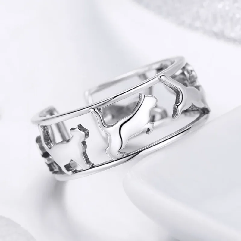 (image for) Pandora Style Silver Happy Cats Ring - SCR473 - View 4