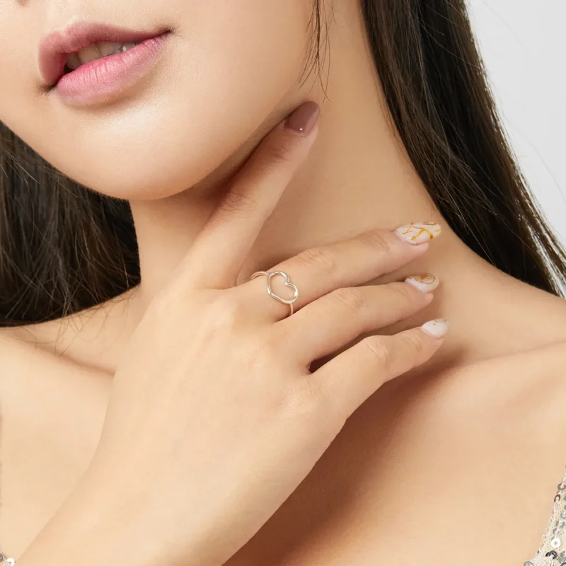 (image for) Pandora Style Silver Heart Ring - SCR641 - View 5