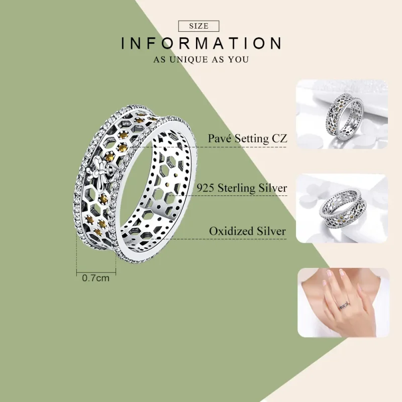 (image for) Pandora Style Silver Honeycomb Ring - SCR391 - View 4