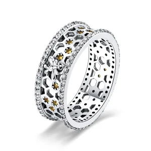 (image for) Pandora Style Silver Honeycomb Ring - SCR391