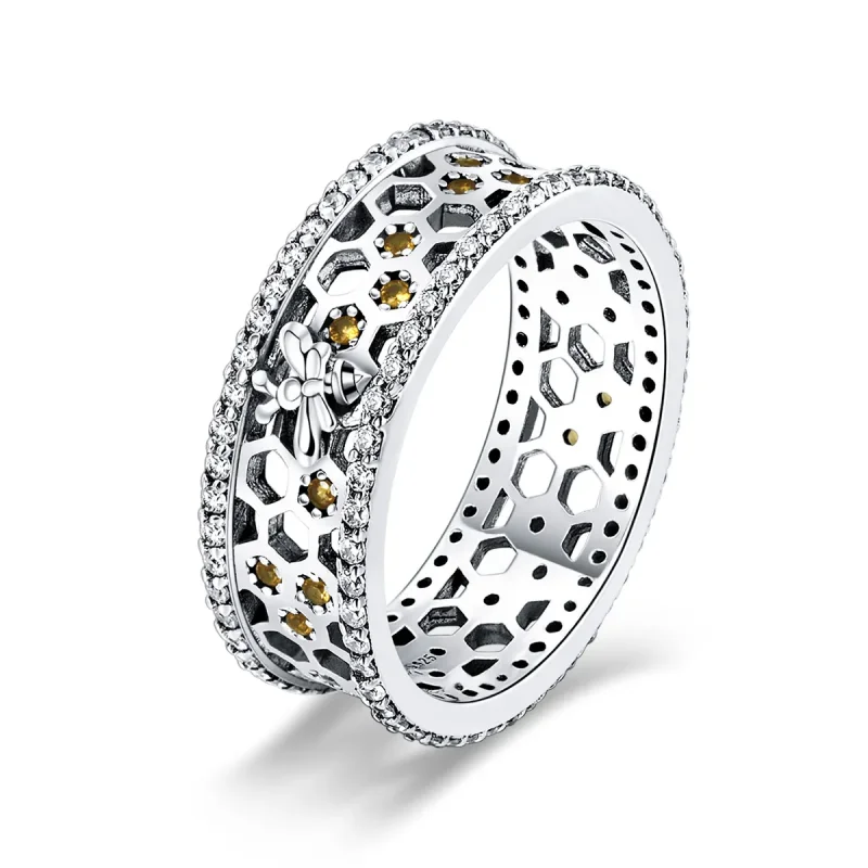 (image for) Pandora Style Silver Honeycomb Ring - SCR391