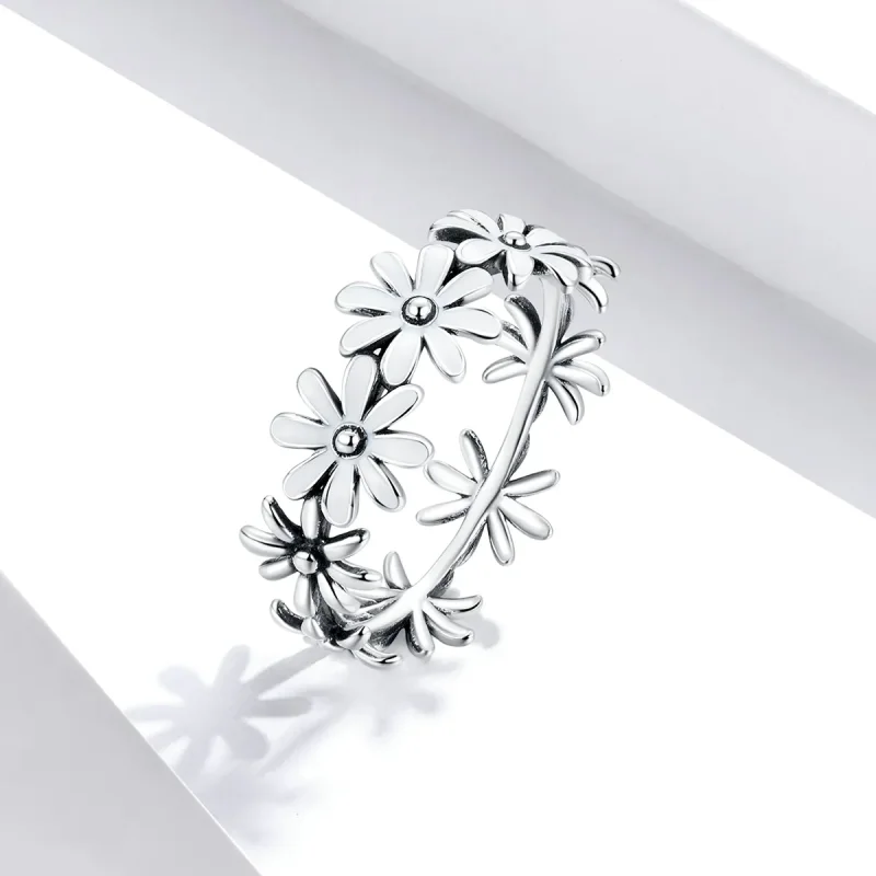 (image for) Pandora Style Silver little daisy Ring - SCR670 - View 2