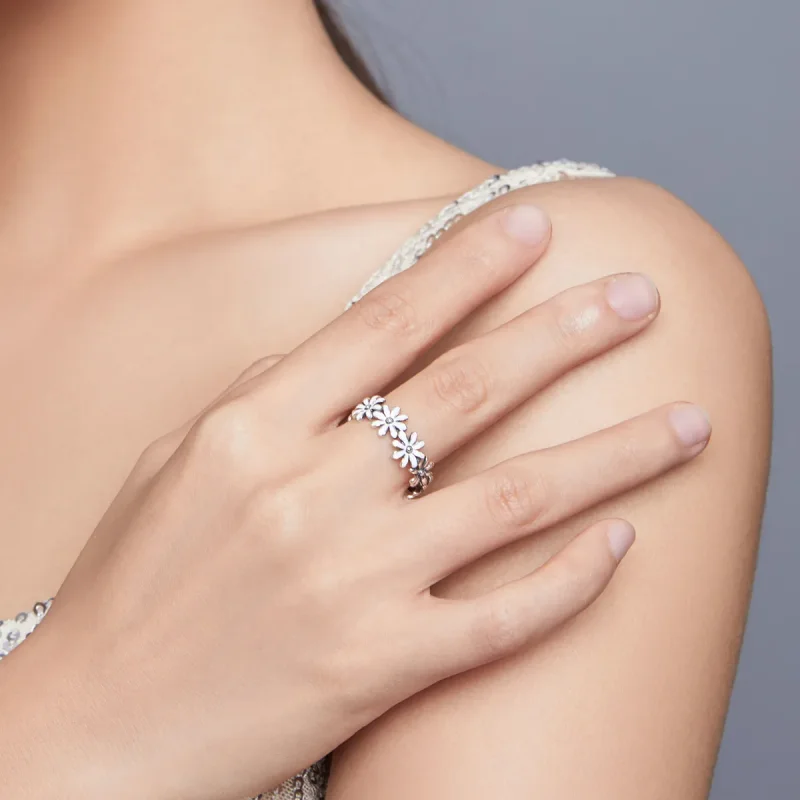 (image for) Pandora Style Silver little daisy Ring - SCR670 - View 5