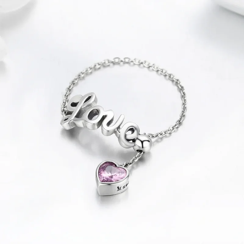 (image for) Pandora Style Silver Love Ring - SCR246 - View 3