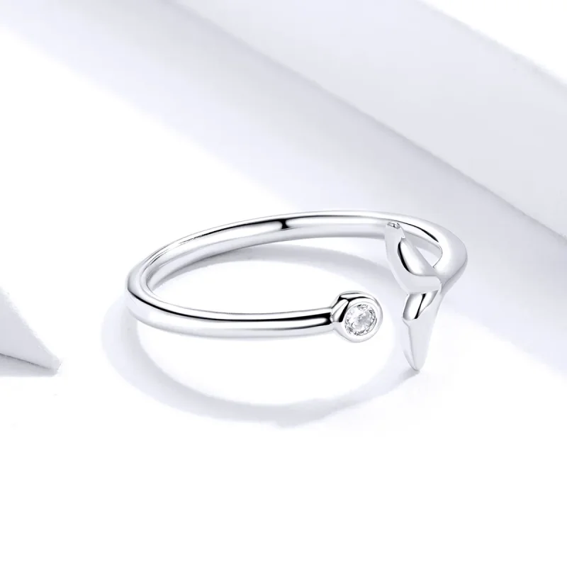 (image for) Pandora Style Silver Mermaid Tear Open Ring - SCR618-A - View 2