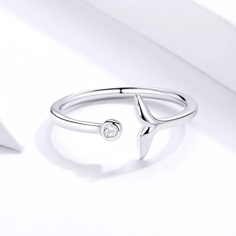 (image for) Pandora Style Silver Mermaid Tear Open Ring - SCR618-A - View 3