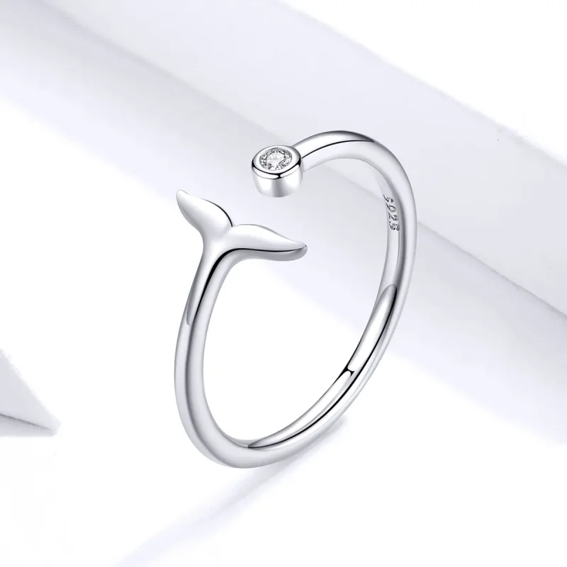 (image for) Pandora Style Silver Mermaid Tear Open Ring - SCR618-A - View 4