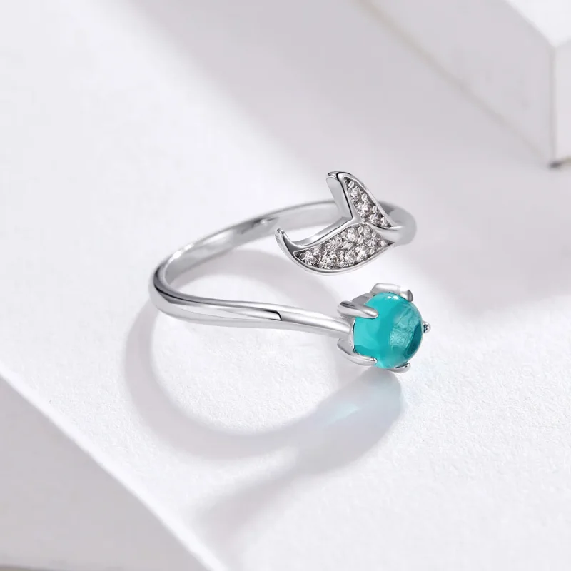 (image for) Pandora Style Silver Mermaid's Tear Ring - SCR515 - View 4