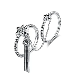 (image for) Pandora Style Silver Meteor Double Rings Ring - SCR085