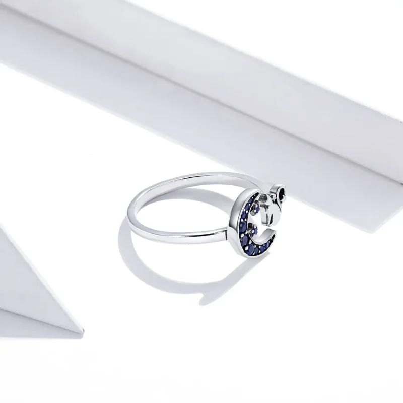 (image for) Pandora Style Silver Moon & Cat Open Ring - SCR677 - View 3